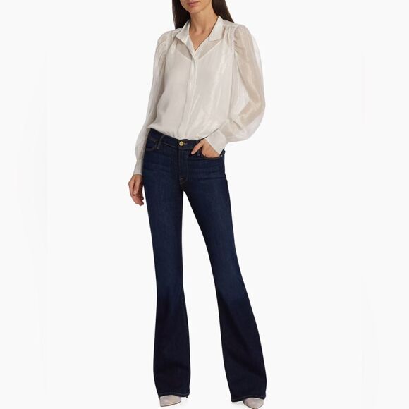 Frame Silk-Blend Long-Sleeve Blouse size M - Picture 2 of 14